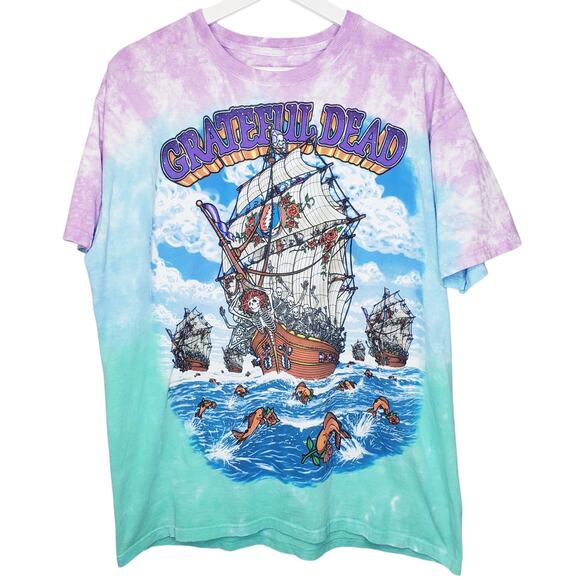 Vintage 2001 LIQUID BLUE GRATEFUL DEAD "Ship of Fools" Graphic T-Shirt Size L - Picture 1 of 13